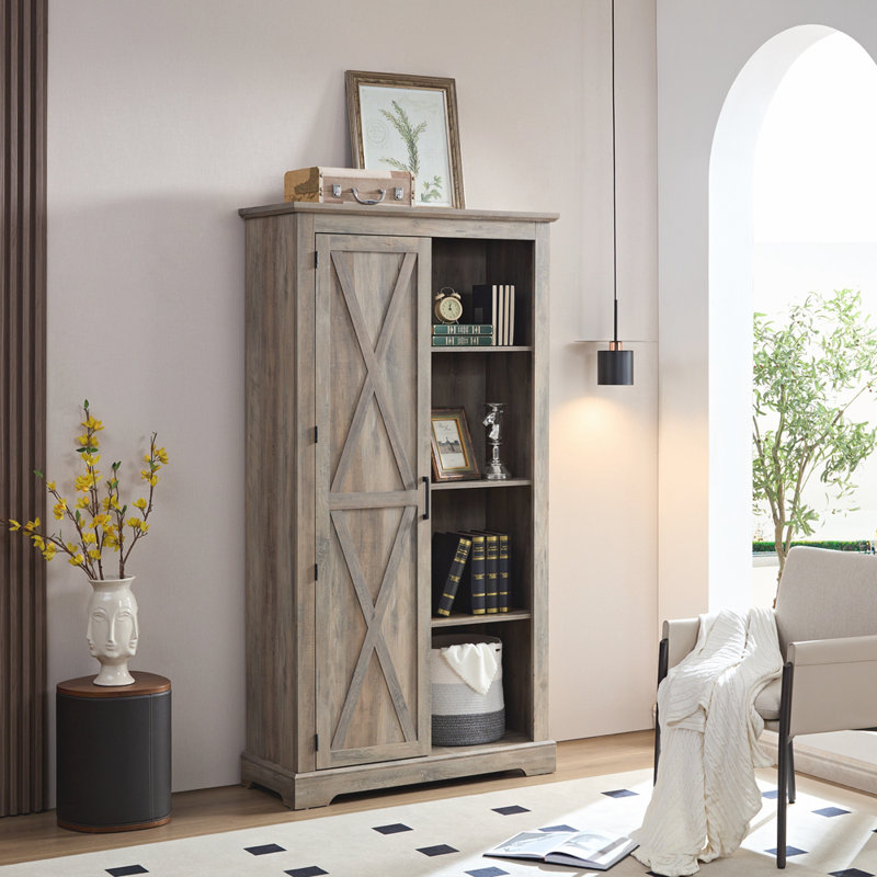 Deannah 39.38'' Wide 2 - Shelf Storage Cabinet, Gray Wash