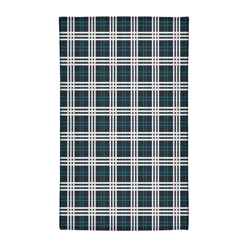 Plaid Black Area Rug, Rectangle 5' x 7'