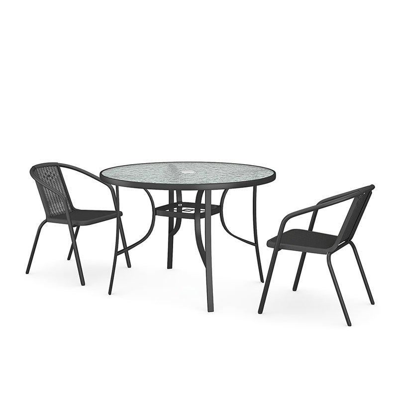 Abrion 2 - Person Patio Dining Set with Round Table, Black/Clear
