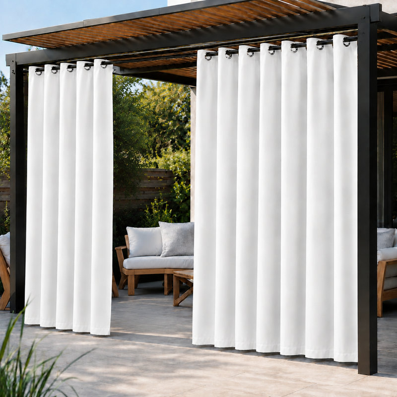 Waterproof Blackout Outdoor Curtains for Patio & Pergola – Premium Privacy & Weatherproof  - 1 Panel, White, 54" W x 84" L, 1