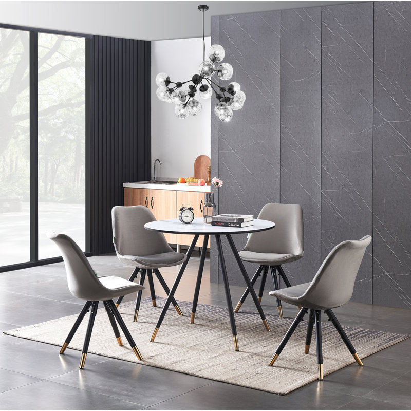 4 - Person Dining Set, White, Dark Grey
