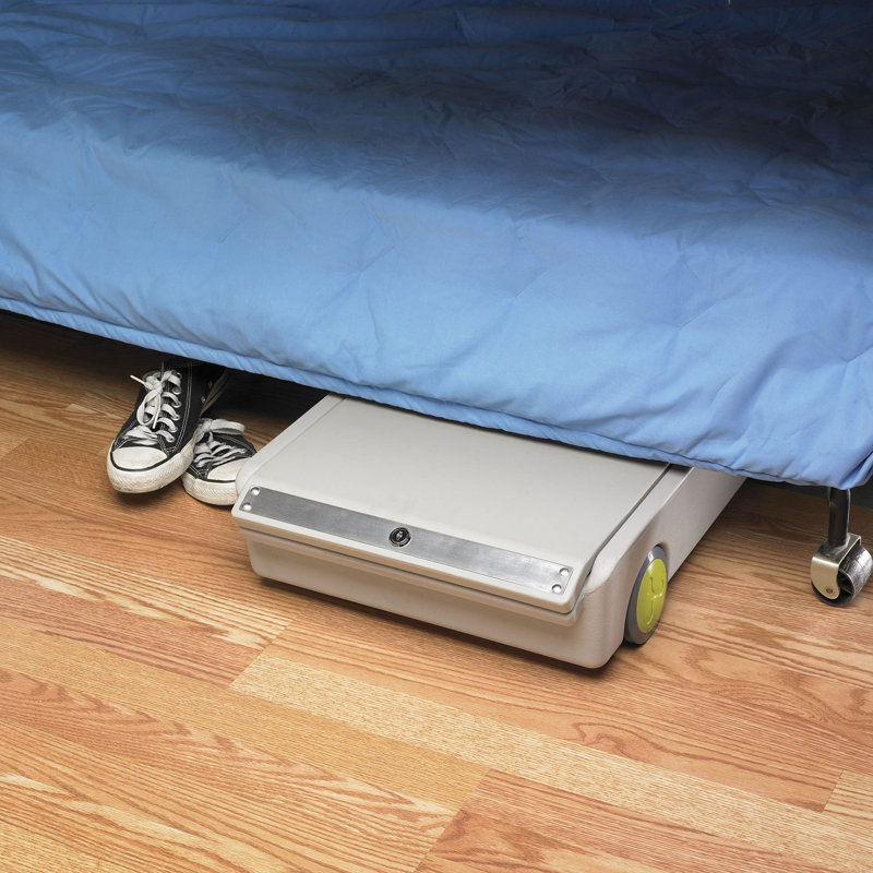 Gray High-Density Polyethylene Locking Under-Bed Storage Safe