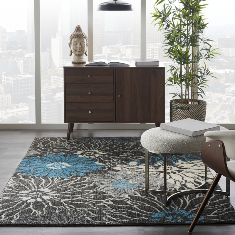 Floral Indoor Rug, Rectangle 5'3" x 7'3"