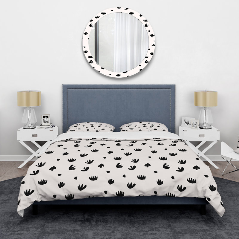 Retro Little Abstract Leaves - Ensemble de housse de couette moderne - Polyester en microfibre