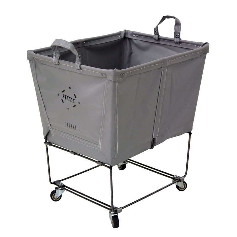 Rolling Laundry Basket with Handles, Grey Vinyl, 0