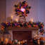 Couronne d'Halloween de 50 cm avec lumières fantômes pour porte d'entrée | Citrouilles fantômes pré-éclairées avec commande vocale et minuterie pour décorer votre porche, mur ou table de fête intérieure