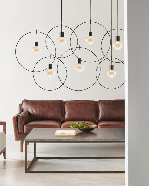 Mina LED Pendant, 1, 152" H x 7.6" W x 5" D, Black