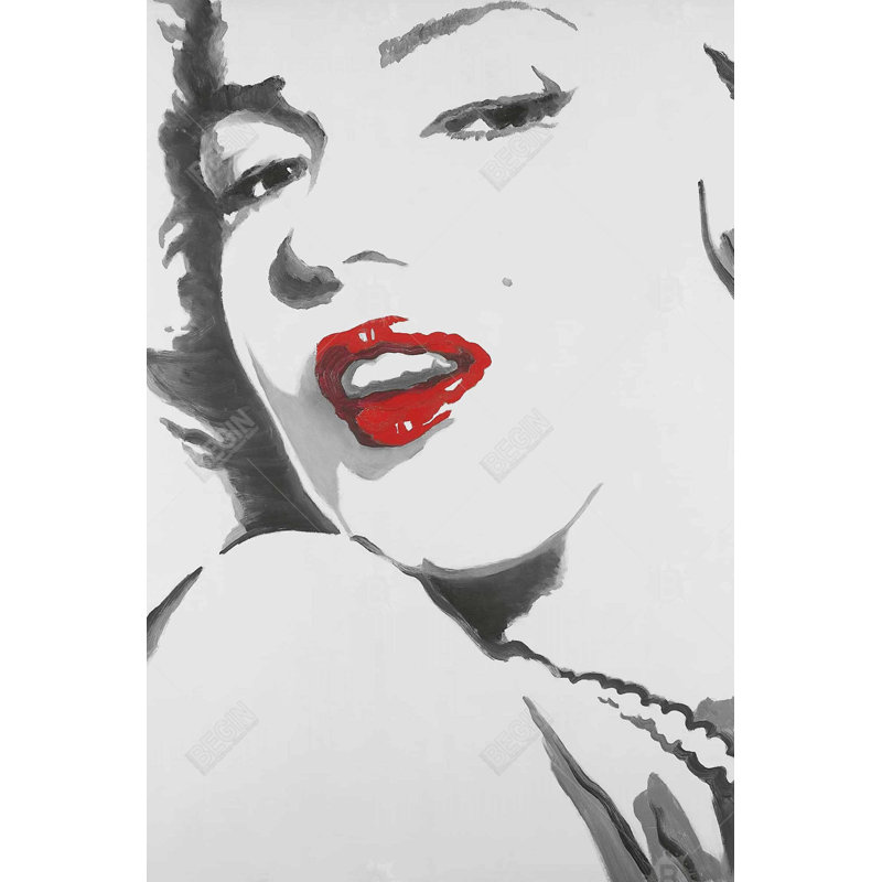 Marilyn Monroe, toile de fond rétro style gris - Décoration intérieure, H 36 po x l 24 po