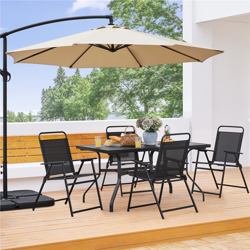 Folding Patio Dining Armchair, Black, 4