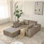 Canapé modulaire de 139,3 po, canapé désossé, sans assemblage, canapé nuage avec repose-pieds et 2 coussins, parfait pour les salons et les chambres à coucher - gris