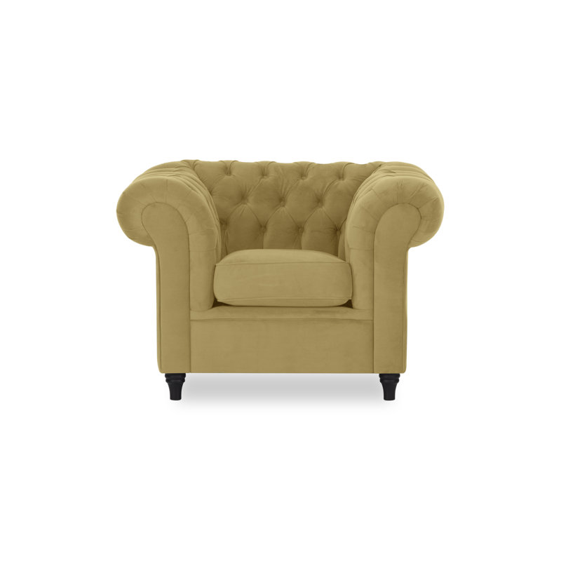Upholstered Chesterfield Chair, Olive