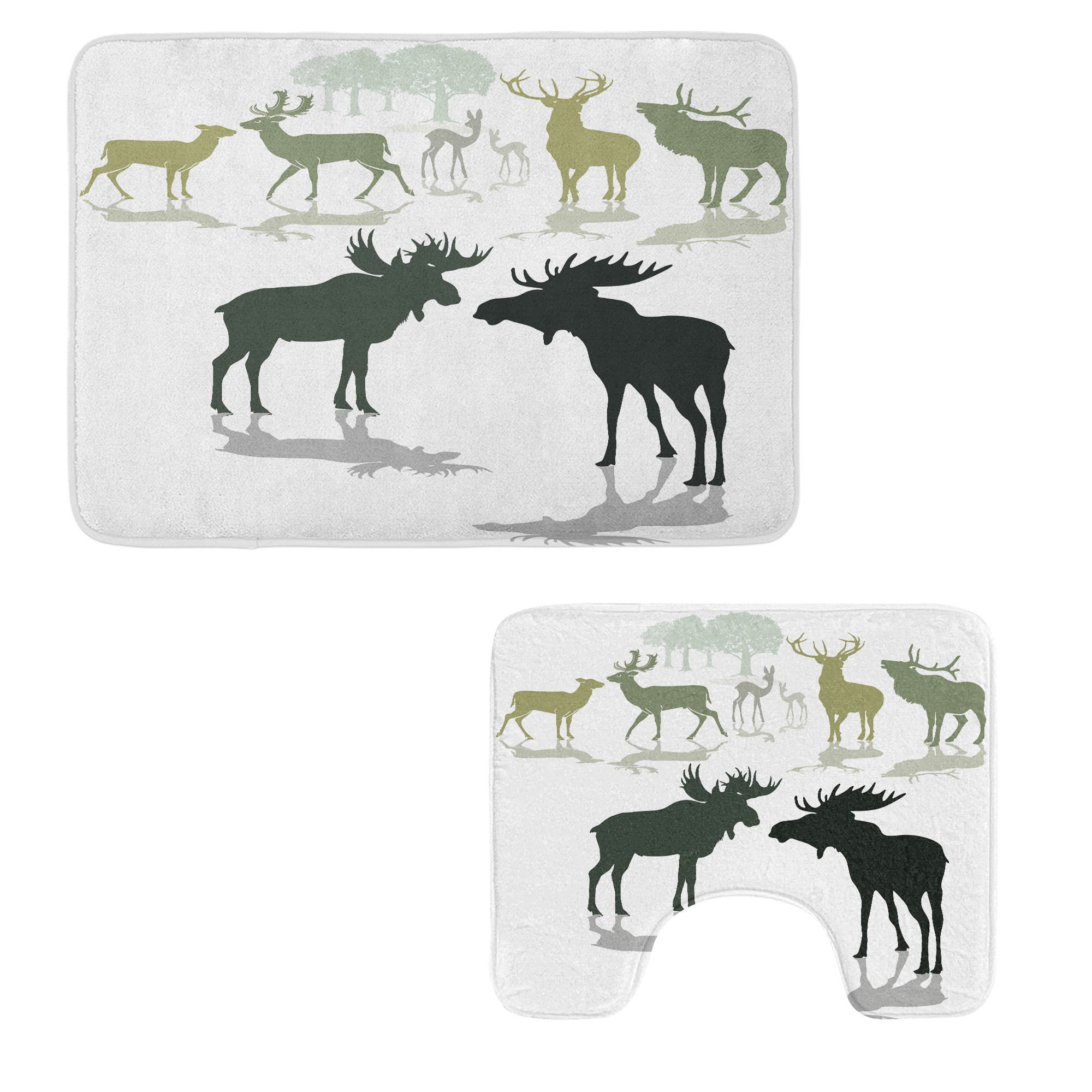 East Urban Home Antlers Bathroom Rug Set 2 Pieces Rectangle & Contour ...