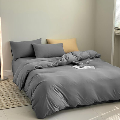 Grey Comforter Set Twin Dark Grey Bedding Comforter Set Modern Solid Gray Blanket Quilts Modern Soft Breathable 3 Piece Comforter Set For Twin Bed