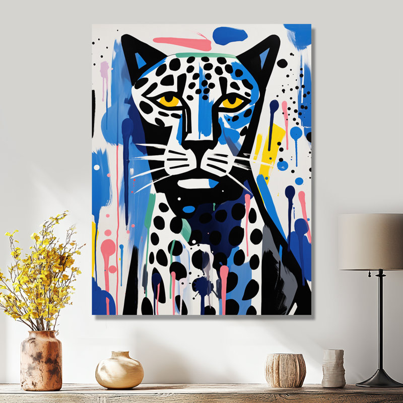 Portrait abstrait d'un tigre triste, H 32 po x l 16 po x P 1 po, Toile tendue
