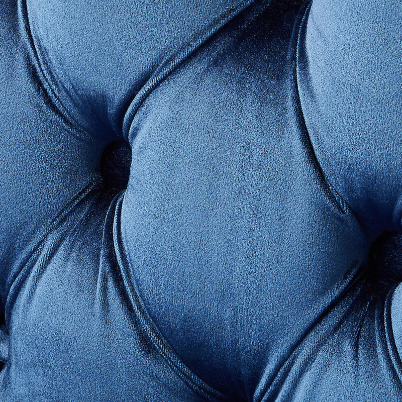 Fauteuil club en velours capitonné en velours, Bleu velours