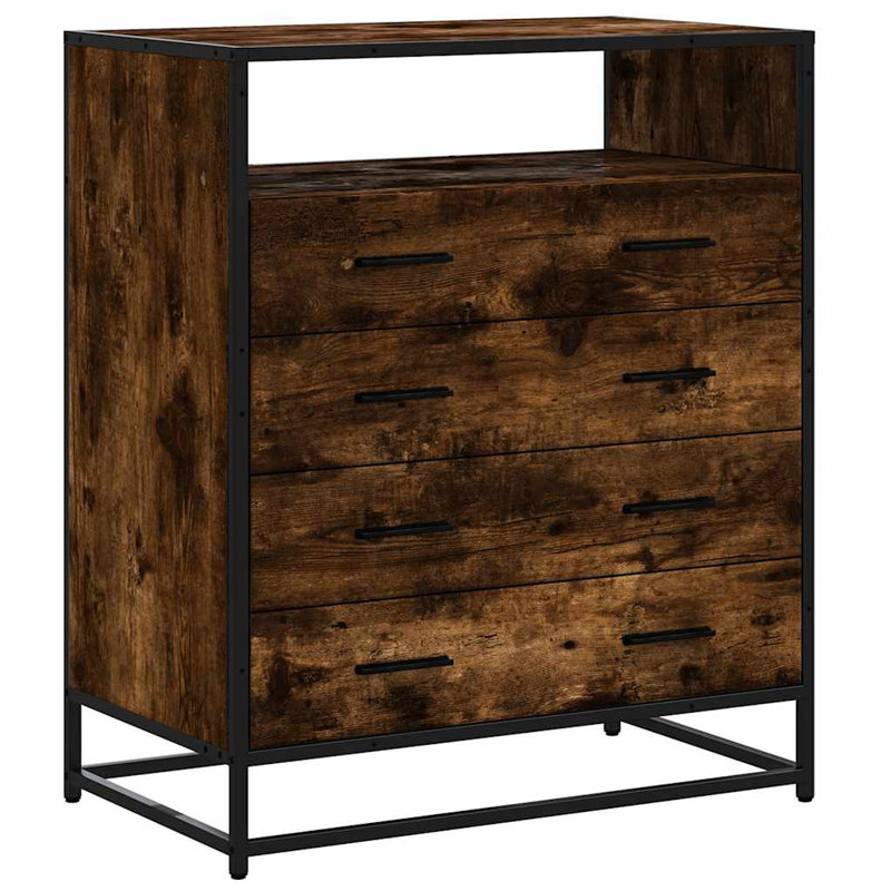 Shuntay Metal Rectangle Accent Chest, Smoked Oak