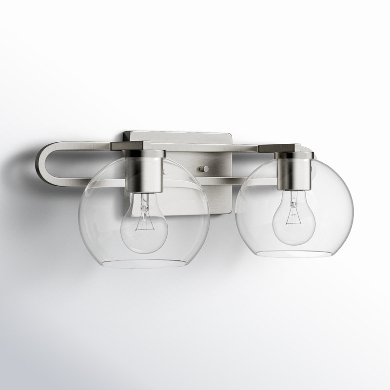 Eveline 2 Light Transparent Dimmable Vanity Light, Brushed Nickel