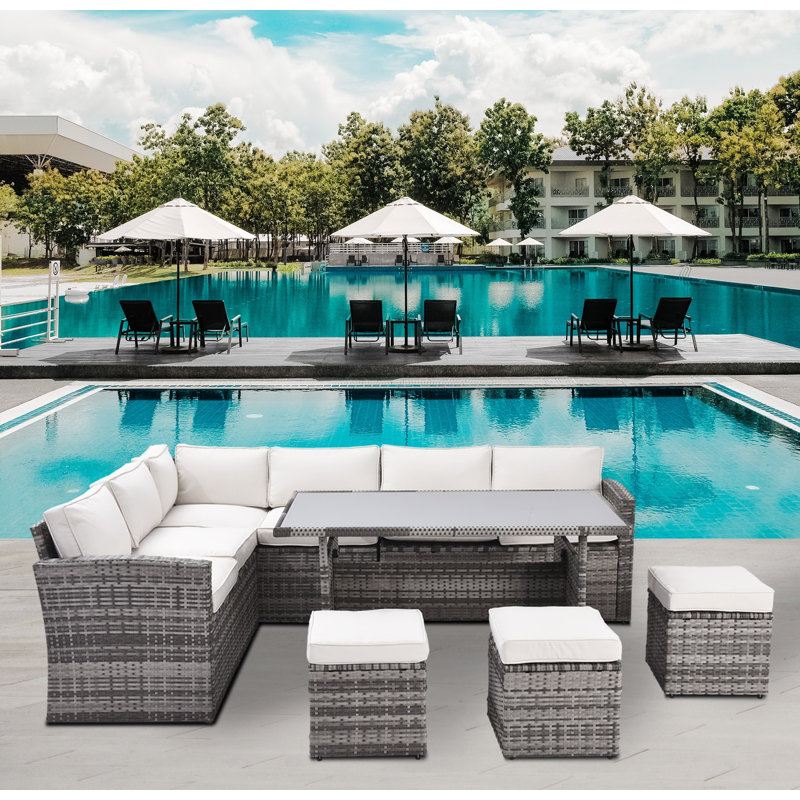 Ensemble de mobilier d'extérieur polyvalent pour le divertissement toutes saisons, Blanc