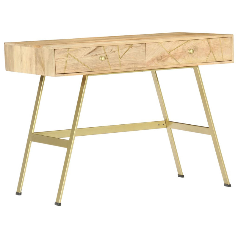 Bureau d'écriture avec tiroirs en bois de sheesham massif 39,4 po x 21,7 po x 29,5 po, Noyer