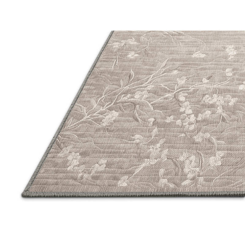 Machine Washable Gray Area Rug, Square 4'