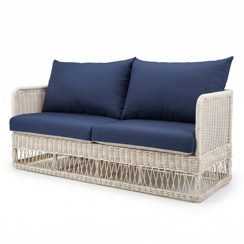 Destin Pebble 4-Piece Sunbrella® Outdoor Patio Seating Set - Canvas Navy, Canvas Navy, White