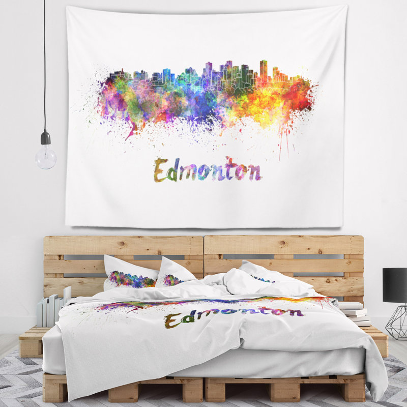 Tapisserie d'edmonton skyline Cityscape, H 50 po x l 60 po