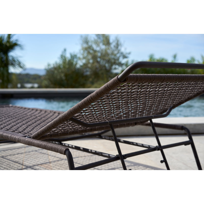 Chaise longue avec coussins Sandur Sun, Toile Sunbrella® naturel, Corde taupe / structure anthracite