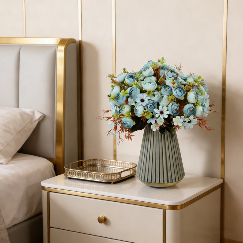 3 pièces de fleurs artificielles, bouquets de roses en soie, fleurs artificielles pour mariage de bureau à domicile