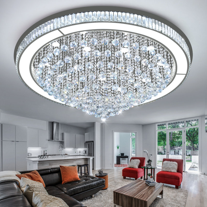 Modern Crystal Led Dimmable Chandelier Black, Matte Black