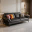 Canapé modulaire en cuir véritable gris foncé-129490928