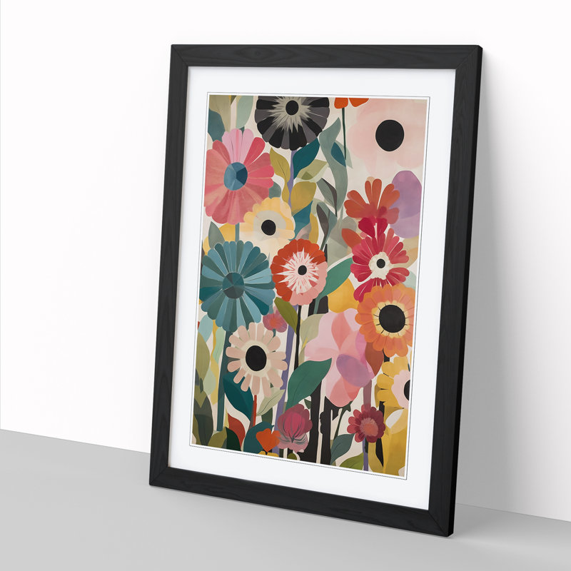 Modern Flowers Orphism Vol.5 - Picture Frame Print, Black, 46cm H x 34cm W x 2cm D