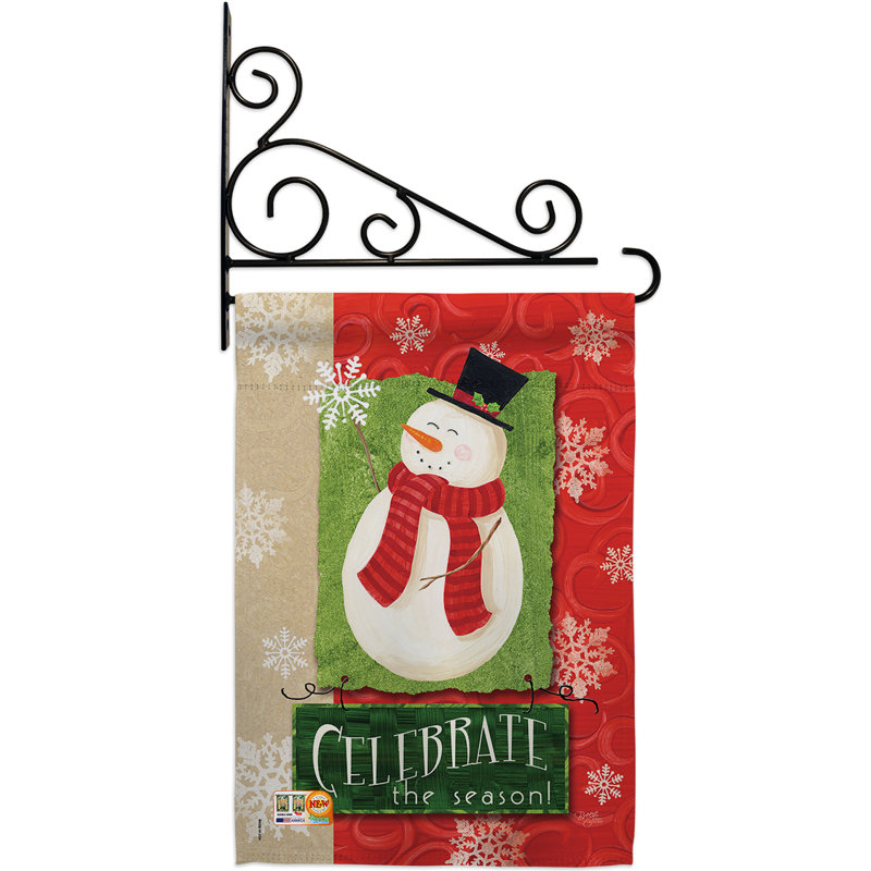 Célébrez le bonhomme de neige 2 faces en polyester 19 x 13 po Ensemble de drapeaux