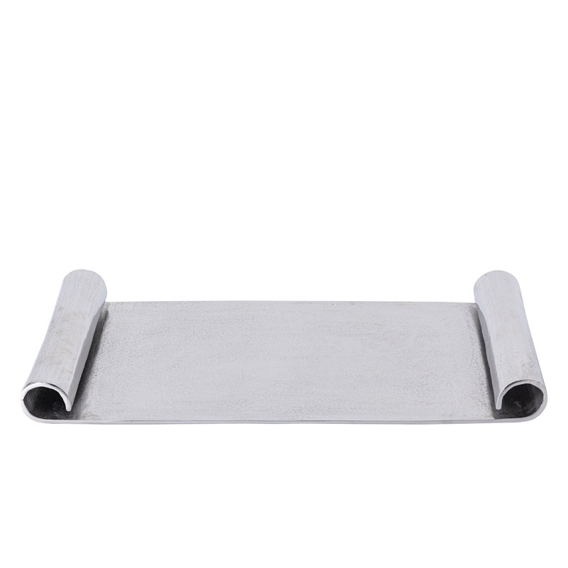 Plateau à volutes en aluminium nickel brut L 24,8 po x l 15 po, Argent argent, L 25 po x P 15 po x H 2 po