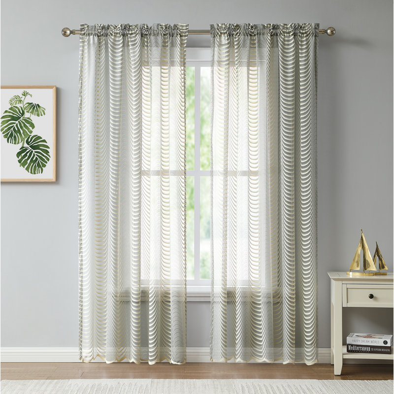 Semi Sheer Curtain Pair, Beige, 54" W x 108" L