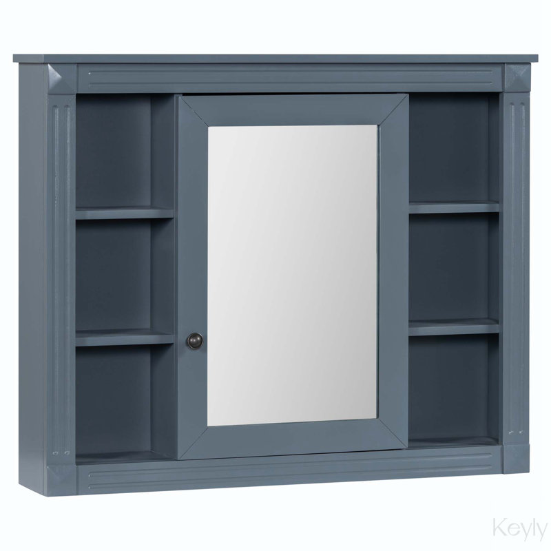 Leorn 35.1'' Single Bathroom Vanity with Resin Top with Mirror, Blue