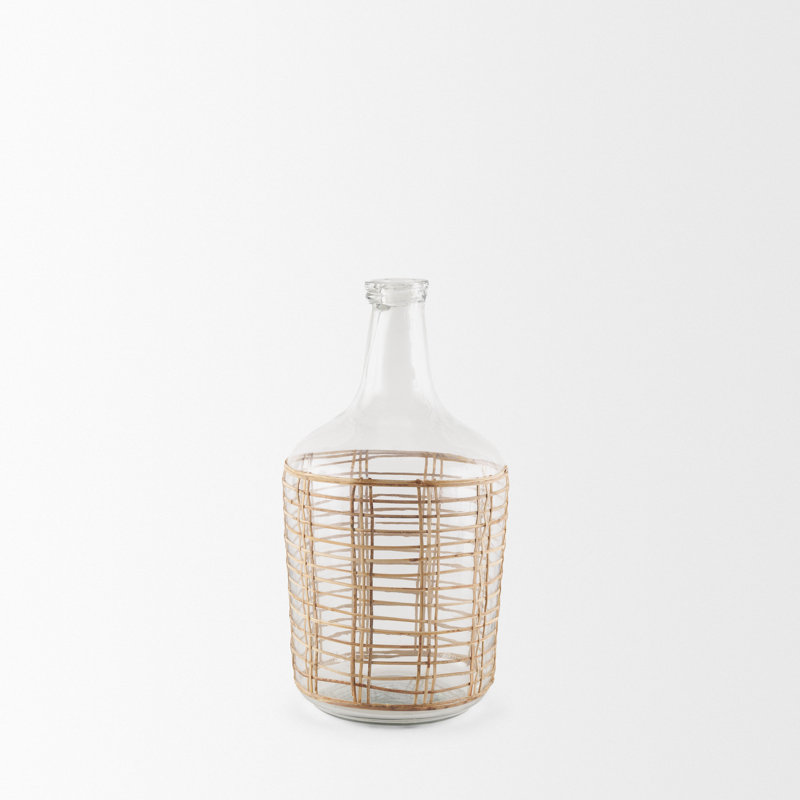 Azharul Large Glass Bottle, Clear, 14.5" H x 7.5" W x 7.5" D