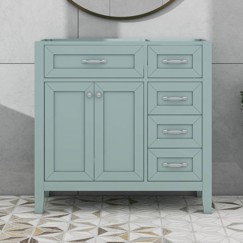 Meuble-lavabo 36 po sans lavabo, tiroirs, Vert