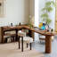 Bureau en bois massif en forme de L brun noisette-40878427-40878426