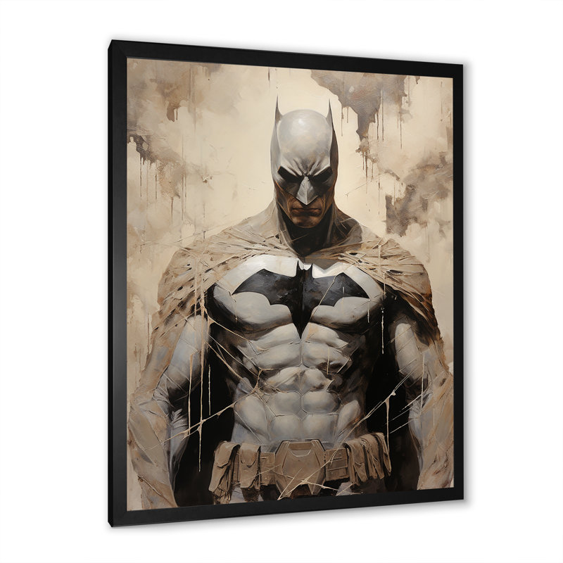 «Darkness Superheros I», reproduction d'art sur toile, Cadre photo noir simple, H 32 po x l 16 po x P 1 po