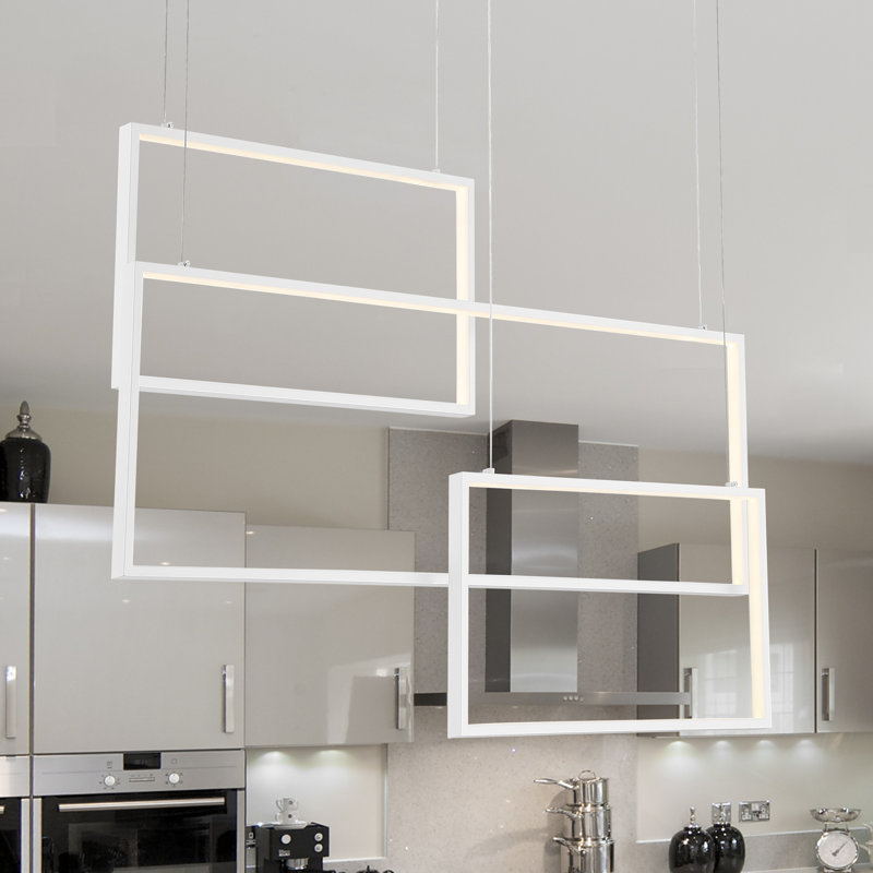 Lustre spectaculaire et unique à 3 lumières DEL, Blanc