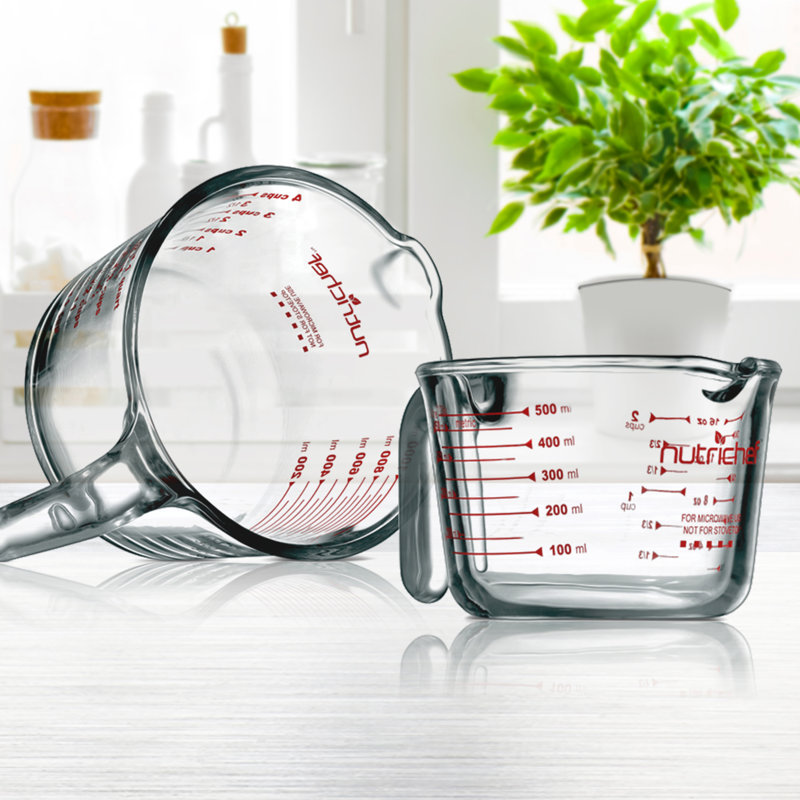 NutriChef 2 -Piece Plastic Measuring Cup Set