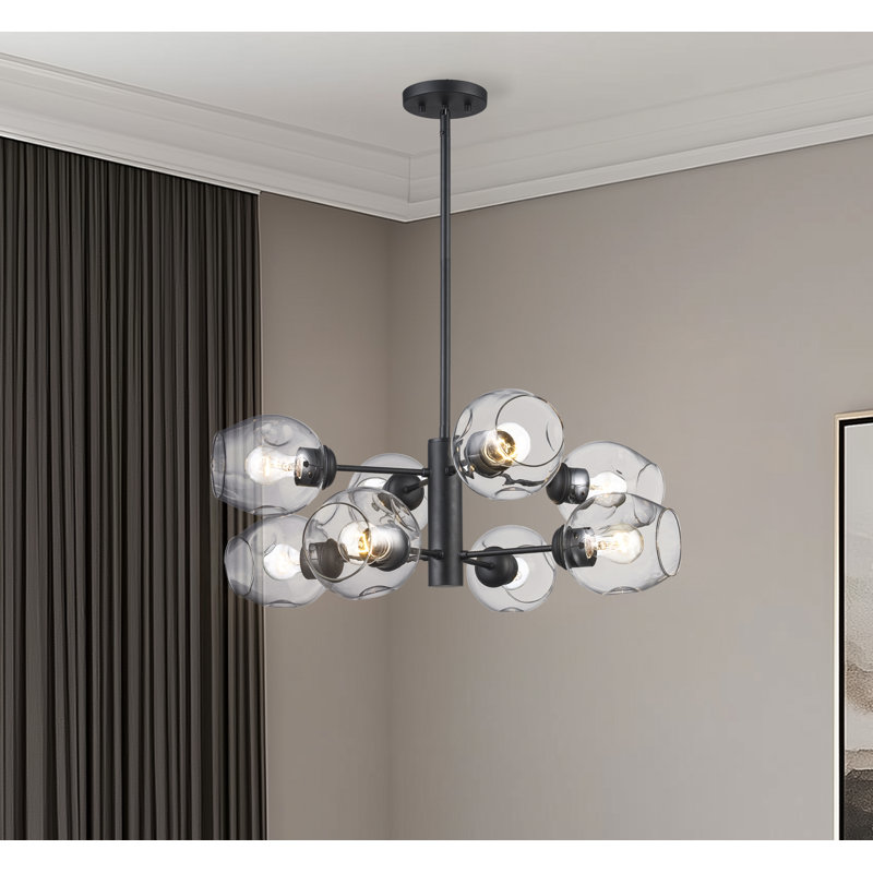 Lustre sphérique Spoutnik à 8 lumières Anastasia, Noir