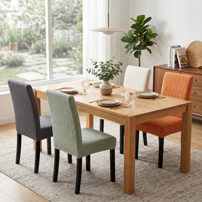 Ensemble de 2 housses de chaise de salle à manger à haut dossier - Étui en jacquard spandex super extensible imperméable et protecteur parsons lavable pour la cuisine, gris
