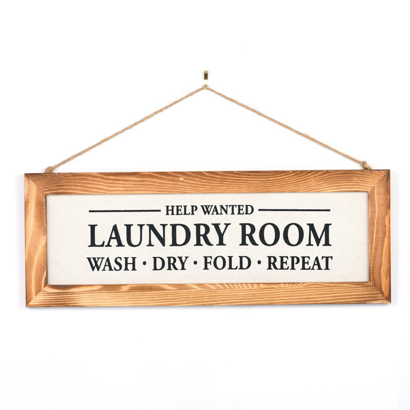 Rustic Pine Wood Framed Laundry Room Canvas Sign