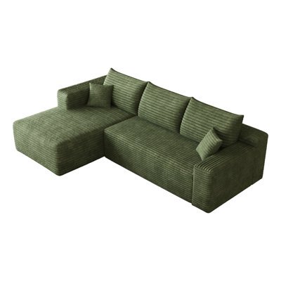 94" Modular L-Shaped Corduroy Sectional Cloud Sofa with Reversible Chaise Lounge,No Assembly