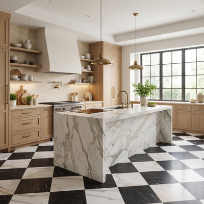 Tavari damier 10X10 Marquina et Calacatta