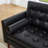 Mid-Century Modern Leather 3-Seater Sofa Couch, Black Leather Sofa For Living Room-408999307