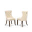 L'ensemble de salle à manger 7 pièces comprend une table moderne et 6 chaises de salle à manger en tissu de polyester beige clair avec dossier capitonné - Noir sablé-1825336718-1814925272-1825336715