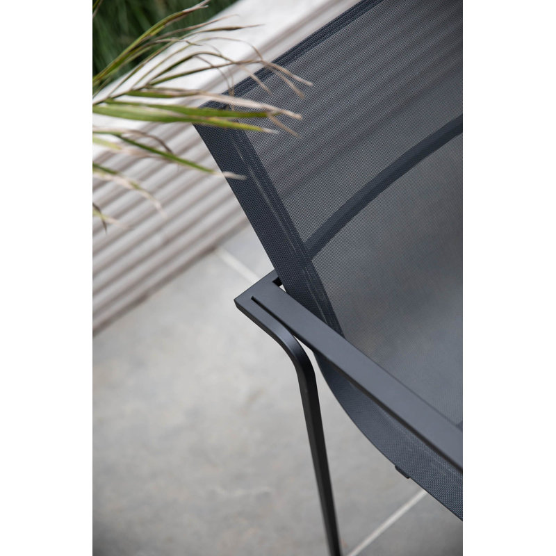 Muze Stacking Patio Dining Chair, Anthracite Frame/Anthracite Mesh