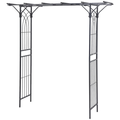 Arche de treillis de jardin 82 po en métal avec tubes en acier durable et volutes élégantes